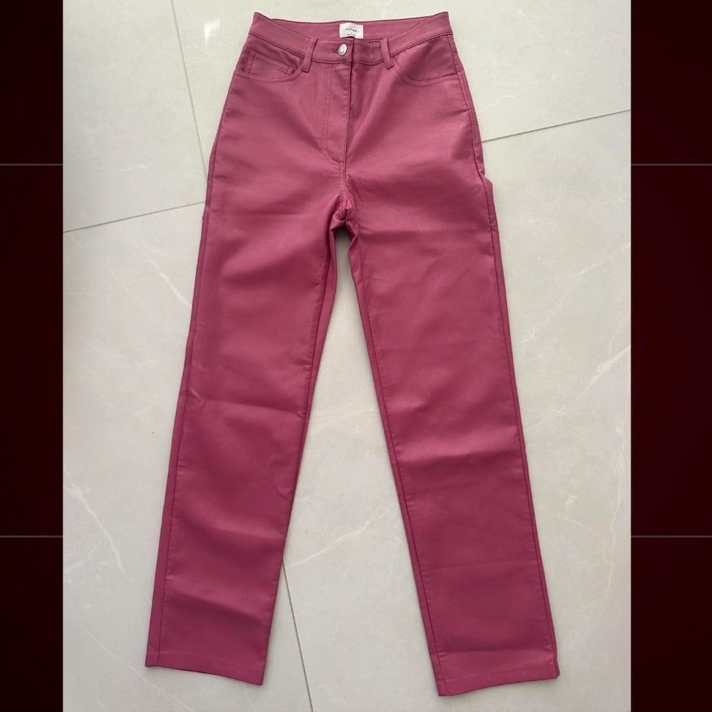 aritzia wilfred pink leather pants